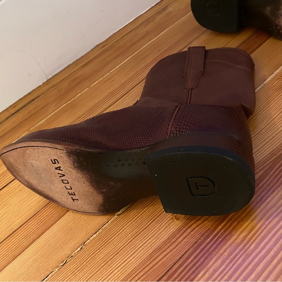Tecovas The Nash Men’s Cowboy Boots 9.5 EE Exotic Lizard Brown Roper Made Mexico - Picture 12 of 16